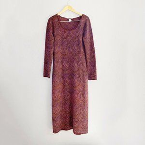 Brocade Maxi Sweater Dress Alpaca Wool Blend